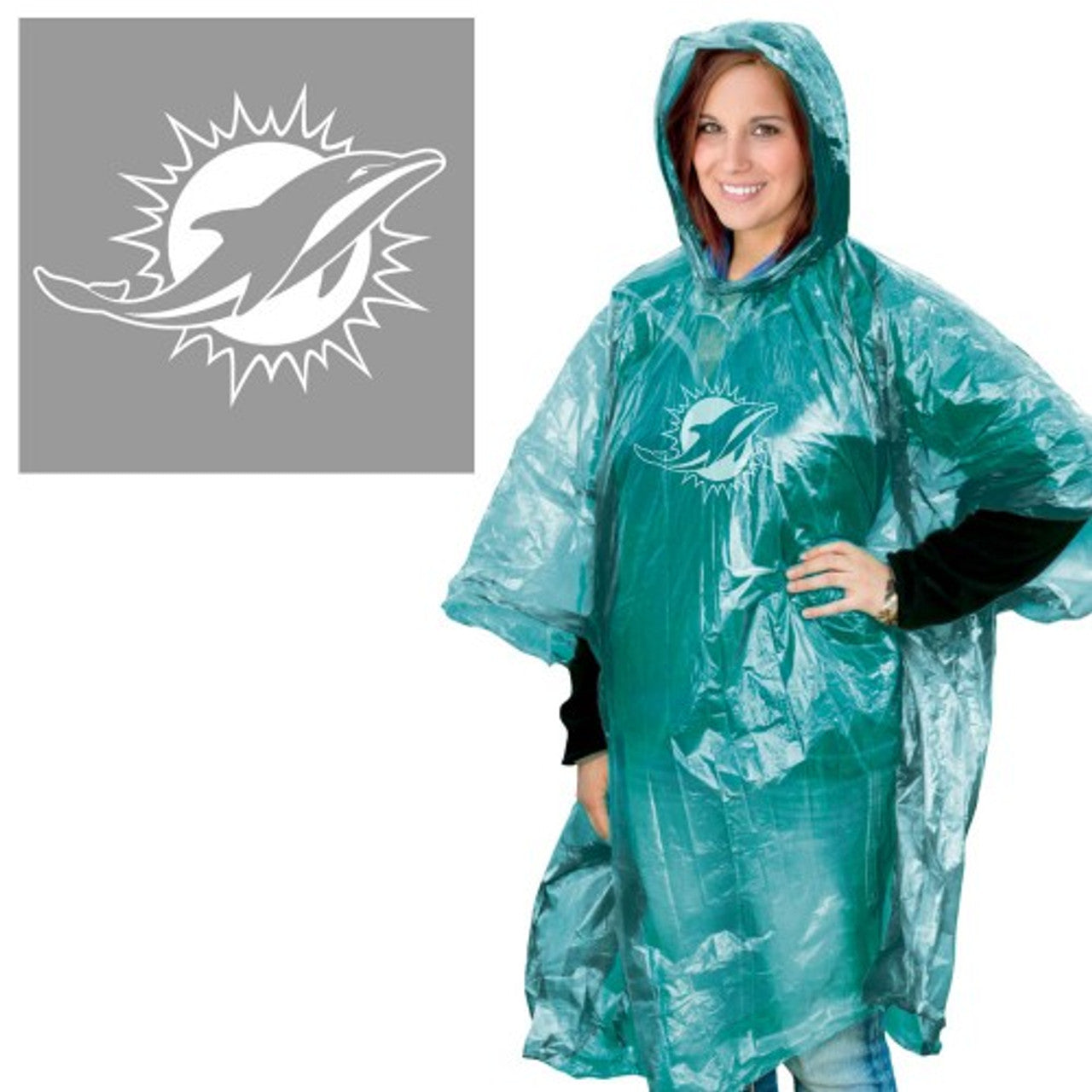 Miami Dolphins Rain Poncho - Sports Collectibles, Sports Memorabilia, Sports Fan Shop, Sports Gifts