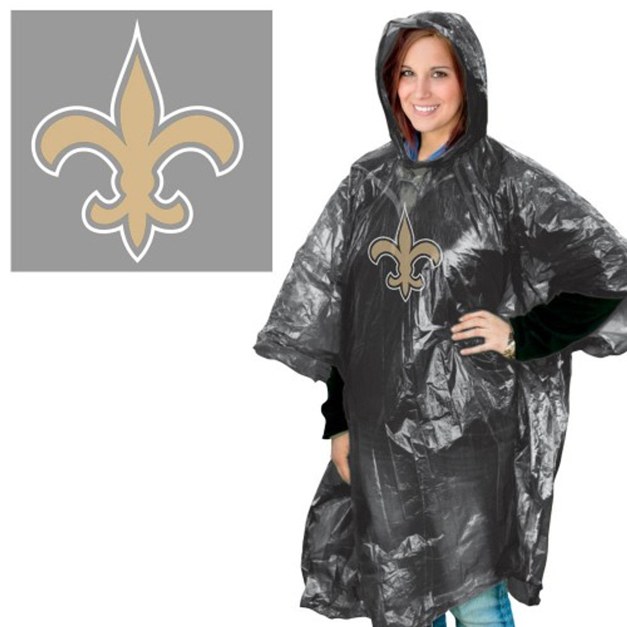New Orleans Saints Rain Poncho - Sports Collectibles, Sports Memorabilia, Sports Fan Shop, Sports Gifts