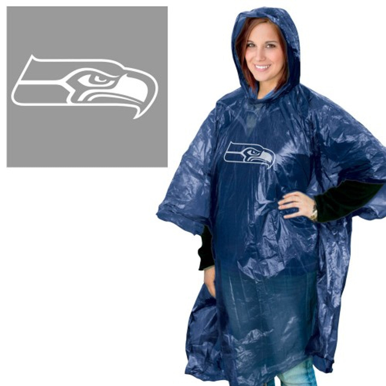 Seattle Seahawks Rain Poncho - Sports Collectibles, Sports Memorabilia, Sports Fan Shop, Sports Gifts