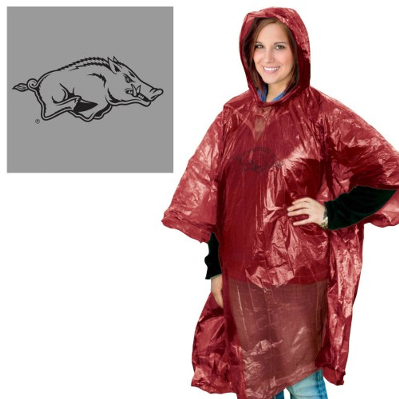 Arkansas Razorbacks Rain Poncho - Sports Collectibles, Sports Memorabilia, Sports Fan Shop, Sports Gifts