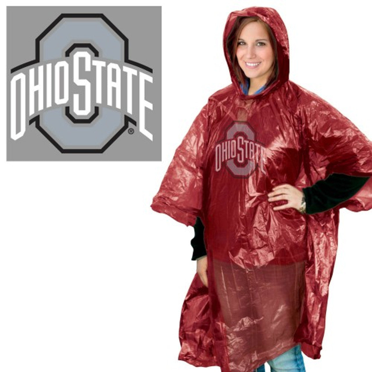 Ohio State Buckeyes Rain Poncho - Sports Collectibles, Sports Memorabilia, Sports Fan Shop, Sports Gifts