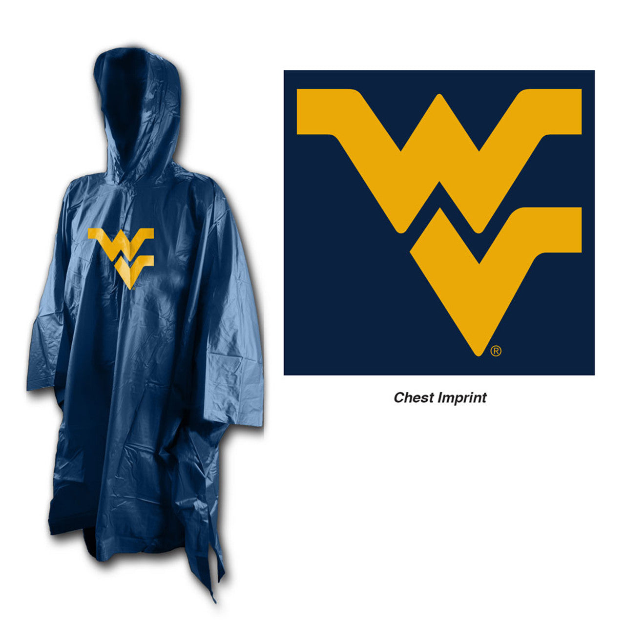 West Virginia Mountaineers Rain Poncho Special Order - Sports Collectibles, Sports Memorabilia, Sports Fan Shop, Sports Gifts