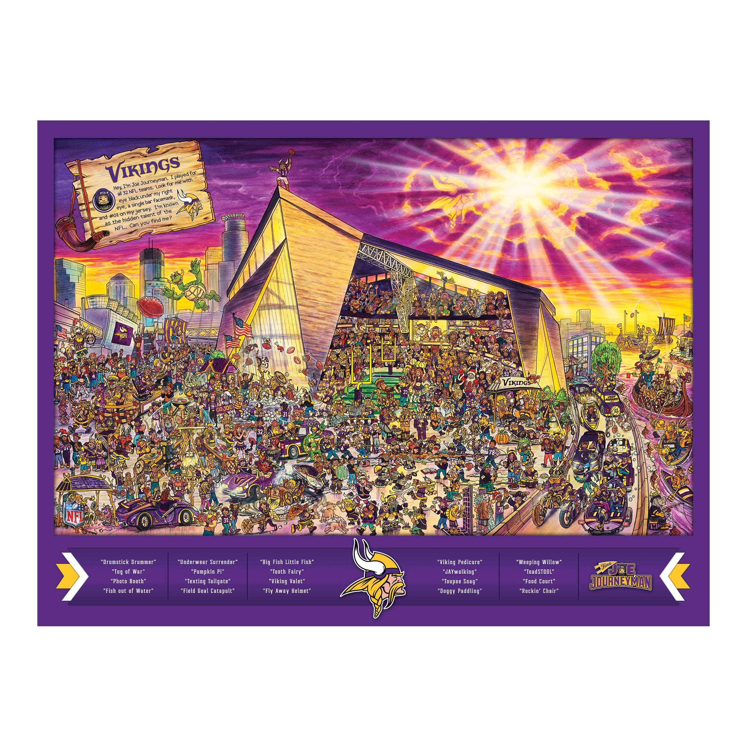 YouTheFan NFL Minnesota Vikings Joe Journeyman 500pc Puzzle - Sports Collectibles, Sports Memorabilia, Sports Fan Shop, Sports Gifts