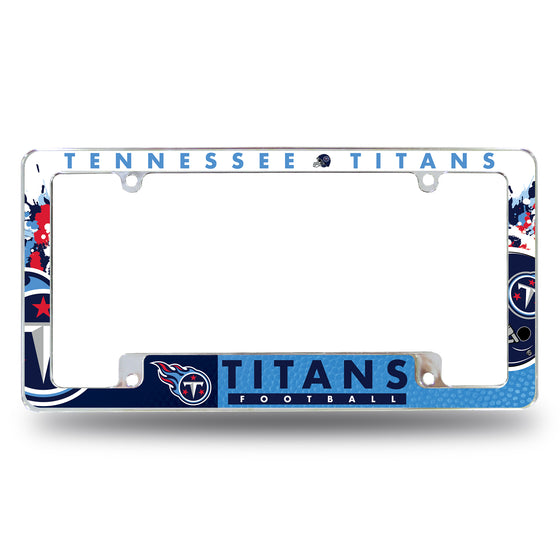 NFL Football Tennessee Titans Primary 12" x 6" Chrome All Over Automotive License Plate Frame for Car/Truck/SUV
