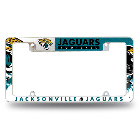 NFL Football Jacksonville Jaguars Primary 12" x 6" Chrome All Over Automotive License Plate Frame for Car/Truck/SUV