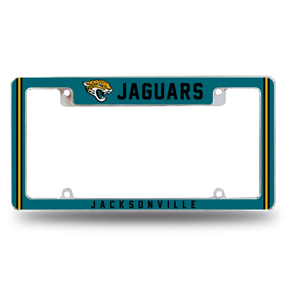 NFL Football Jacksonville Jaguars Classic 12" x 6" Chrome All Over Automotive License Plate Frame for Car/Truck/SUV