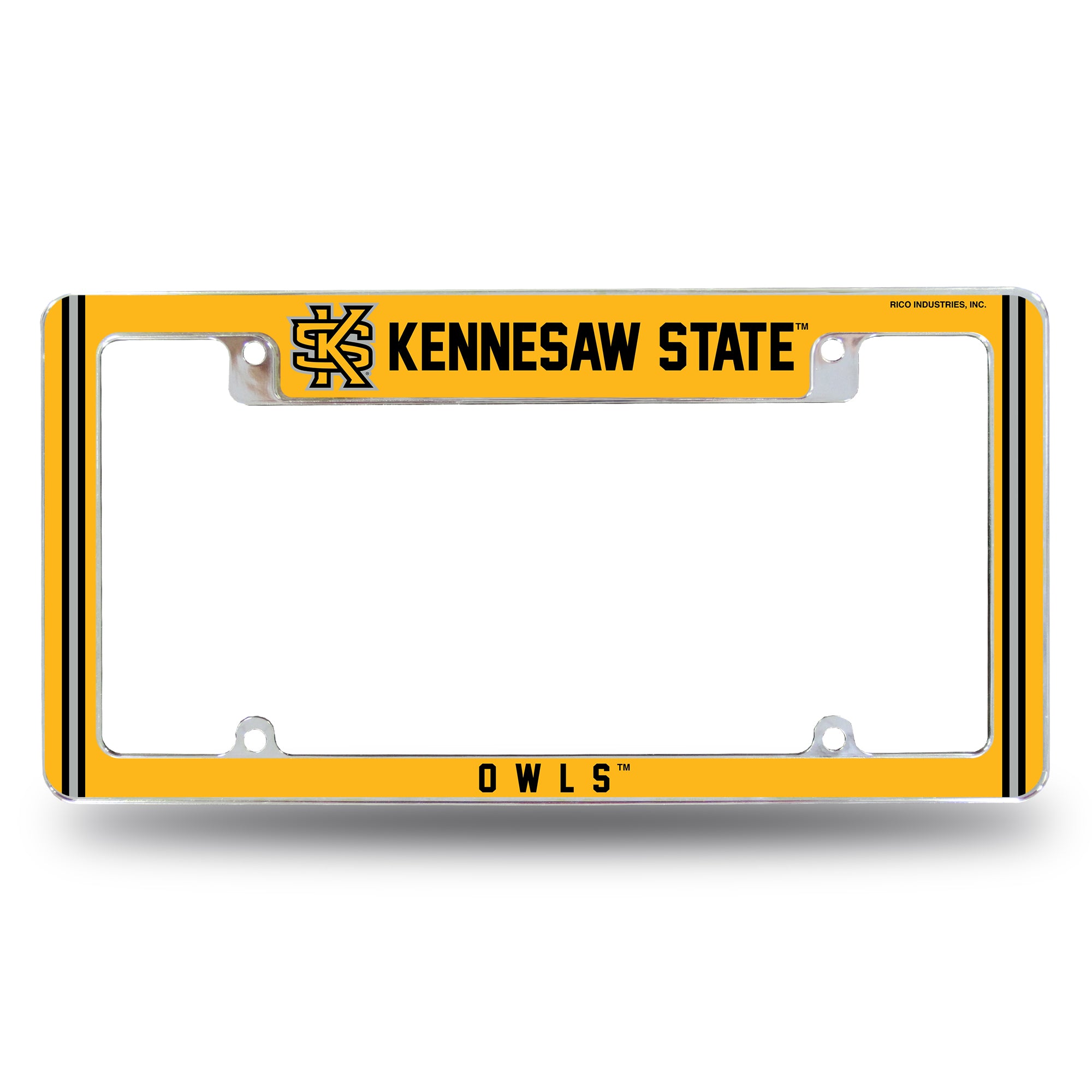 NCAA  Kennesaw State Owls Classic 12" x 6" Chrome All Over Automotive License Plate Frame for Car/Truck/SUV