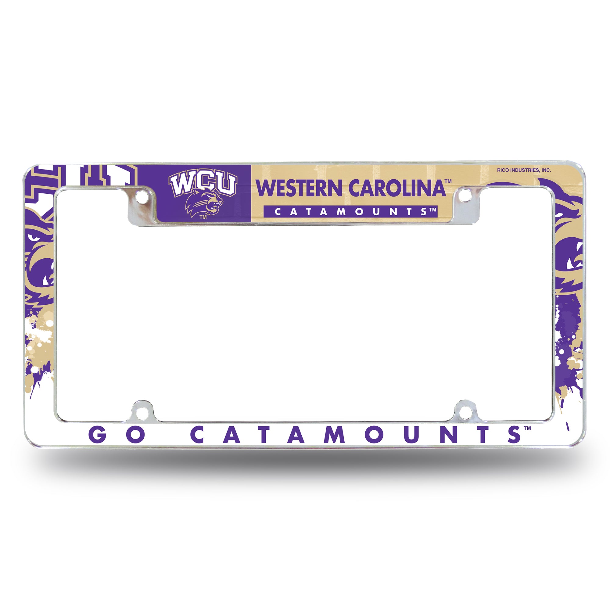 NCAA  Western Carolina Catamounts Primary 12" x 6" Chrome All Over Automotive License Plate Frame for Car/Truck/SUV
