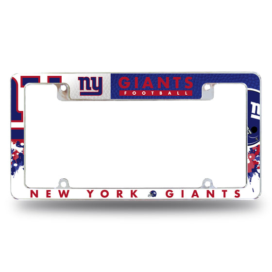 NFL Football New York Giants Primary 12" x 6" Chrome All Over Automotive License Plate Frame for Car/Truck/SUV