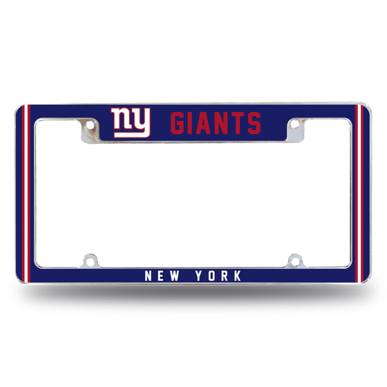 NFL Football New York Giants Classic 12" x 6" Chrome All Over Automotive License Plate Frame for Car/Truck/SUV