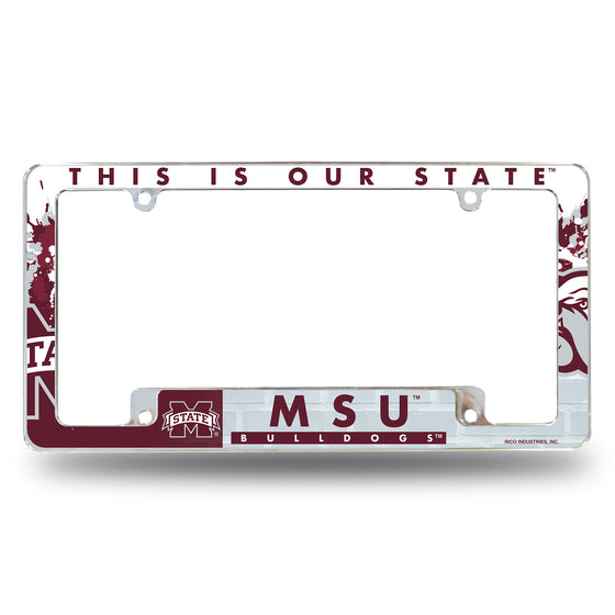 NCAA  Mississippi State Bulldogs Primary 12" x 6" Chrome All Over Automotive License Plate Frame for Car/Truck/SUV