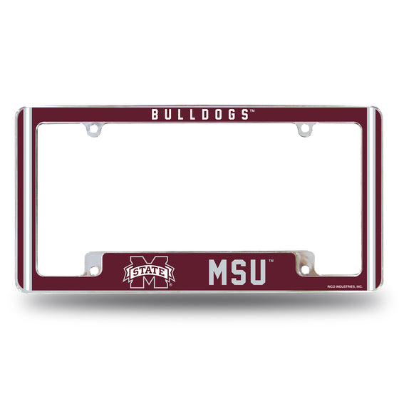 NCAA  Mississippi State Bulldogs Classic 12" x 6" Chrome All Over Automotive License Plate Frame for Car/Truck/SUV