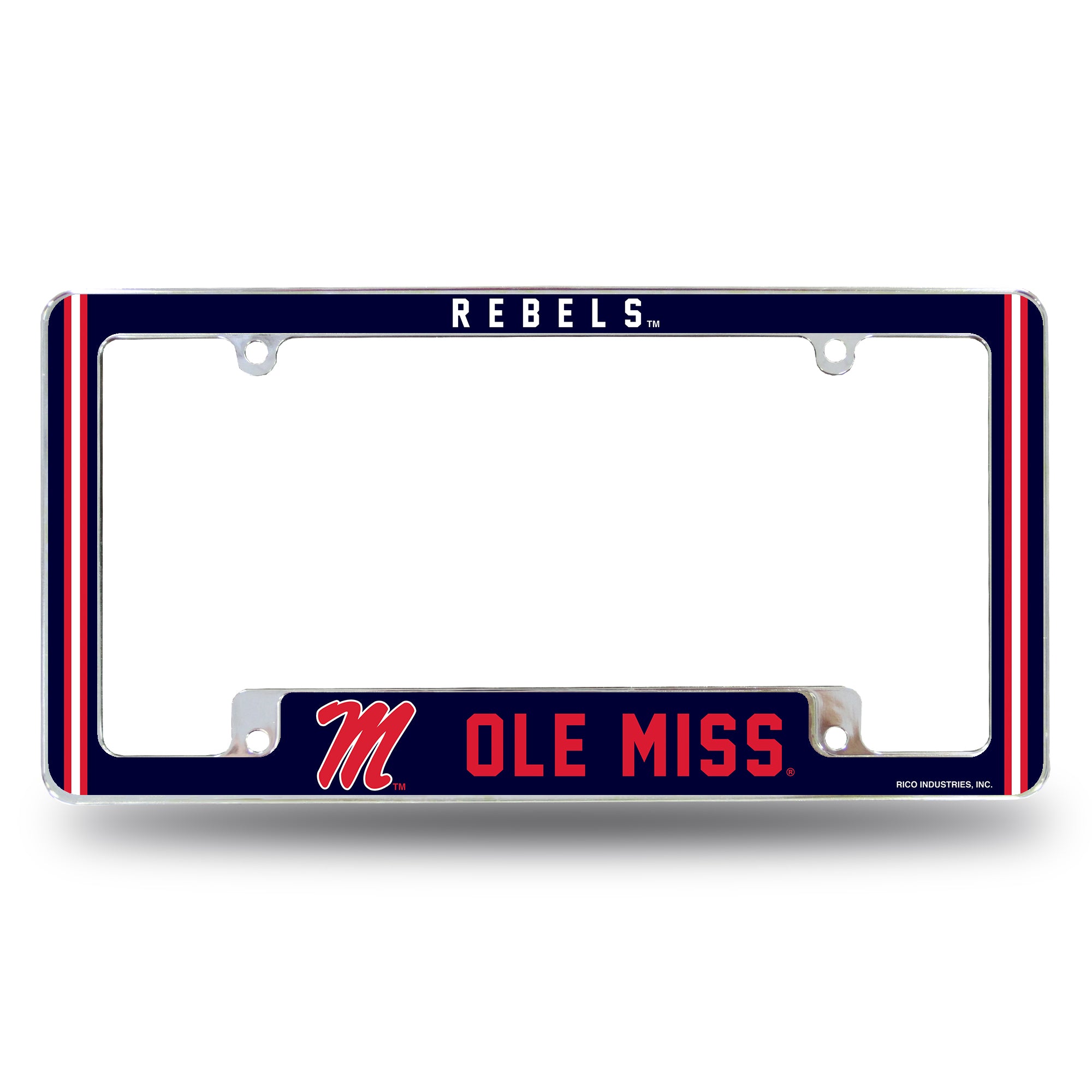 NCAA  Mississippi Rebels Classic 12" x 6" Chrome All Over Automotive License Plate Frame for Car/Truck/SUV