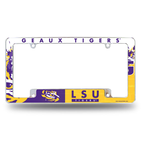 NCAA  LSU Tigers Primary 12" x 6" Chrome All Over Automotive License Plate Frame for Car/Truck/SUV