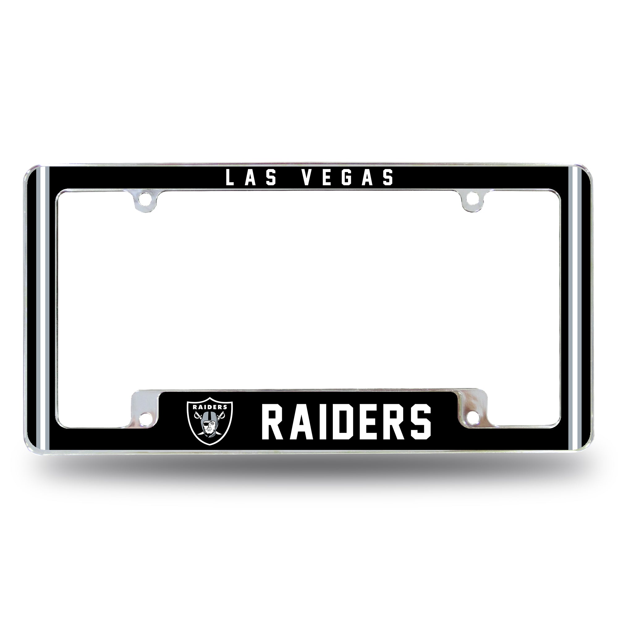 NFL Football Las Vegas Raiders Classic 12" x 6" Chrome All Over Automotive License Plate Frame for Car/Truck/SUV