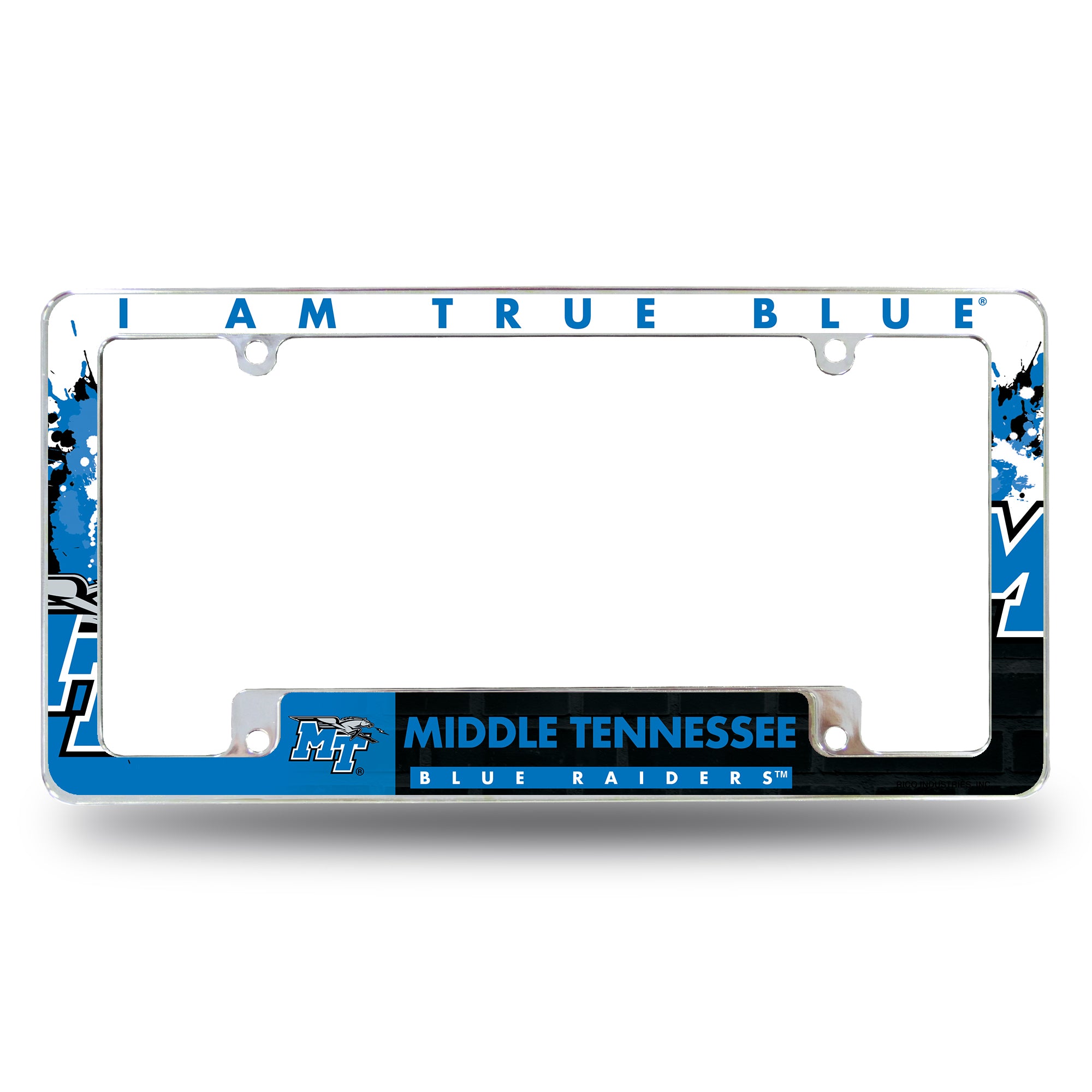 NCAA  Middle Tennessee Blue Raiders Primary 12" x 6" Chrome All Over Automotive License Plate Frame for Car/Truck/SUV