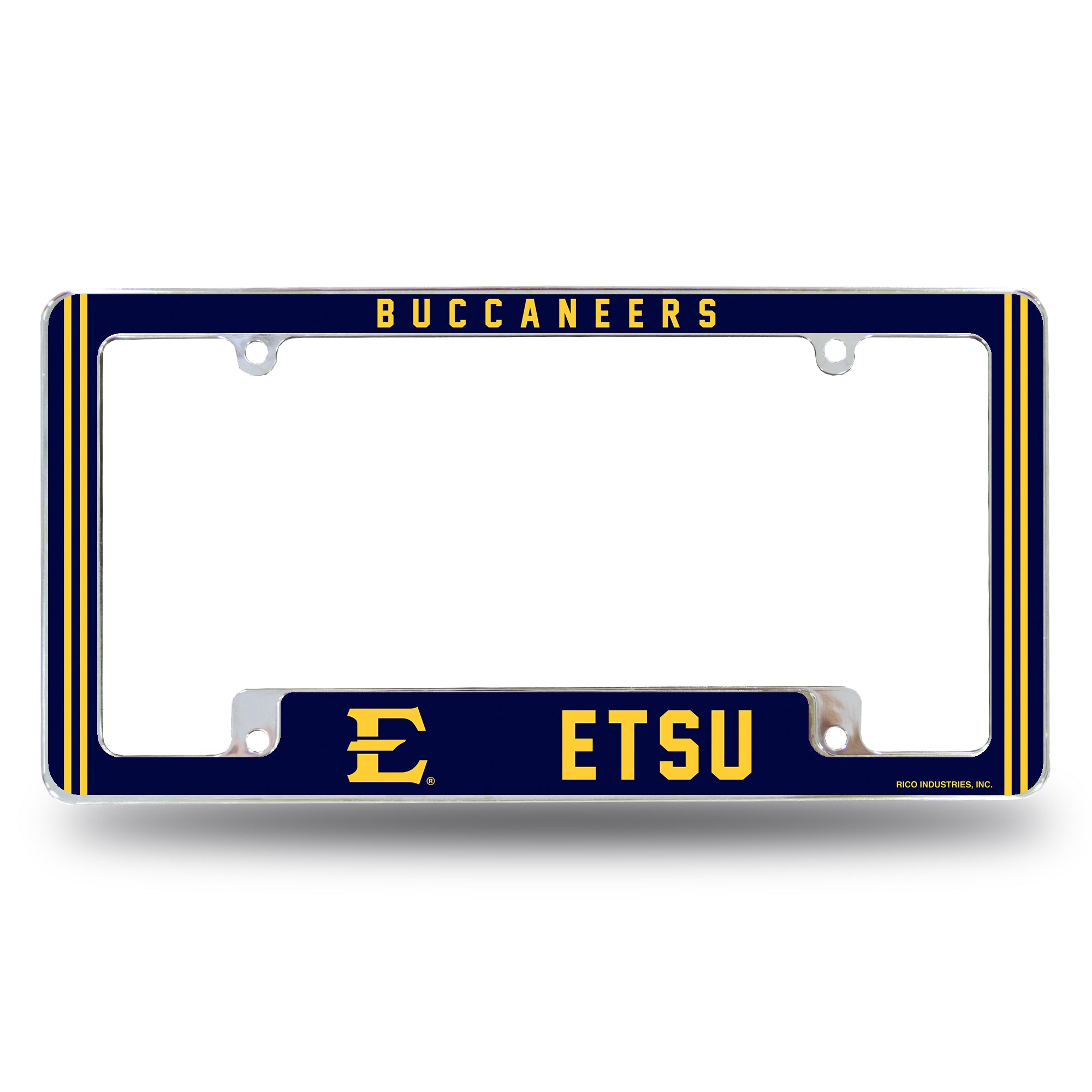 NCAA  East Tennessee State Buccaneers Classic 12" x 6" Chrome All Over Automotive License Plate Frame for Car/Truck/SUV