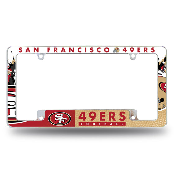 NFL Football San Francisco 49ers Primary 12" x 6" Chrome All Over Automotive License Plate Frame for Car/Truck/SUV