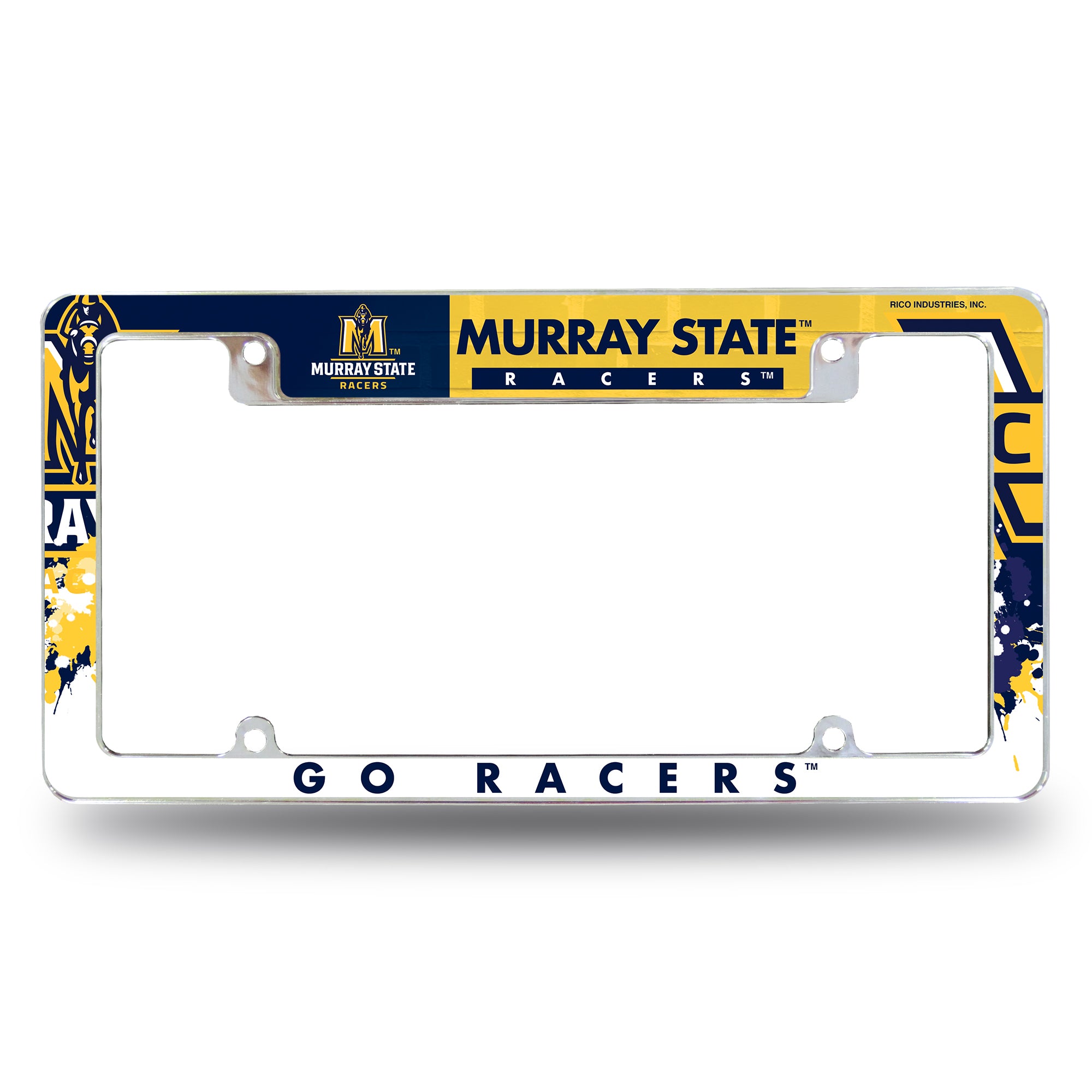 NCAA  Murray State Racers Primary 12" x 6" Chrome All Over Automotive License Plate Frame for Car/Truck/SUV