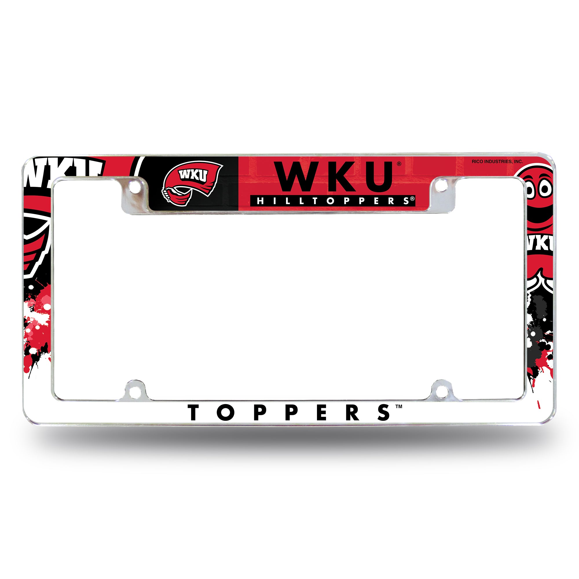 NCAA  Western Kentucky Hilltoppers Primary 12" x 6" Chrome All Over Automotive License Plate Frame for Car/Truck/SUV