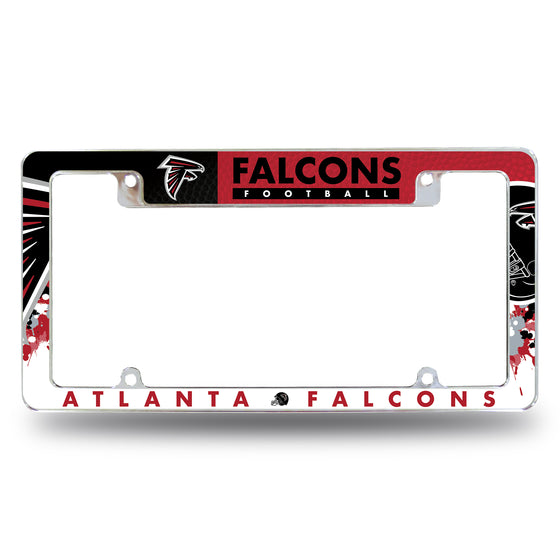 NFL Football Atlanta Falcons Primary 12" x 6" Chrome All Over Automotive License Plate Frame for Car/Truck/SUV
