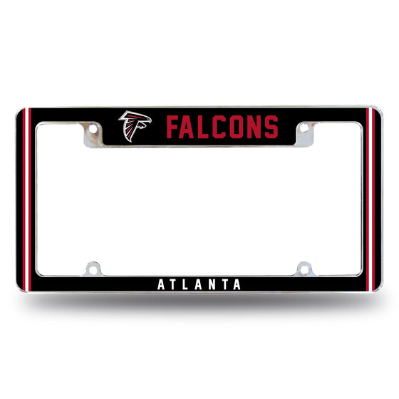 NFL Football Atlanta Falcons Classic 12" x 6" Chrome All Over Automotive License Plate Frame for Car/Truck/SUV