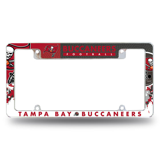 NFL Football Tampa Bay Buccaneers Primary 12" x 6" Chrome All Over Automotive License Plate Frame for Car/Truck/SUV