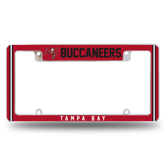 NFL Football Tampa Bay Buccaneers Classic 12" x 6" Chrome All Over Automotive License Plate Frame for Car/Truck/SUV