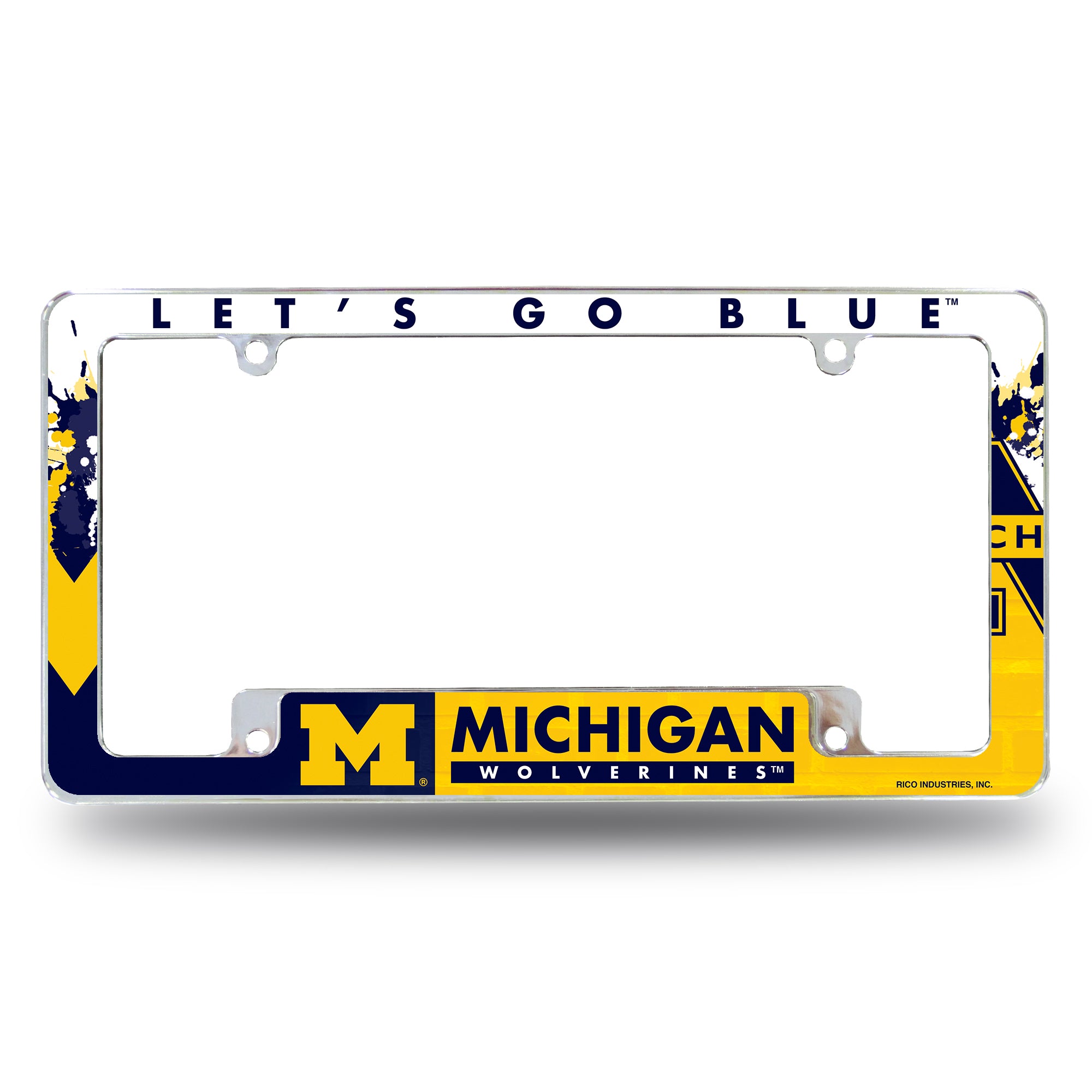 NCAA  Michigan Wolverines Primary 12" x 6" Chrome All Over Automotive License Plate Frame for Car/Truck/SUV