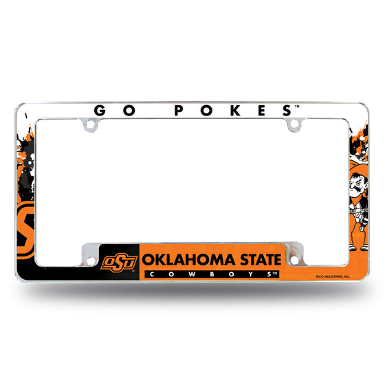 NCAA  Oklahoma State Cowboys Primary 12" x 6" Chrome All Over Automotive License Plate Frame for Car/Truck/SUV