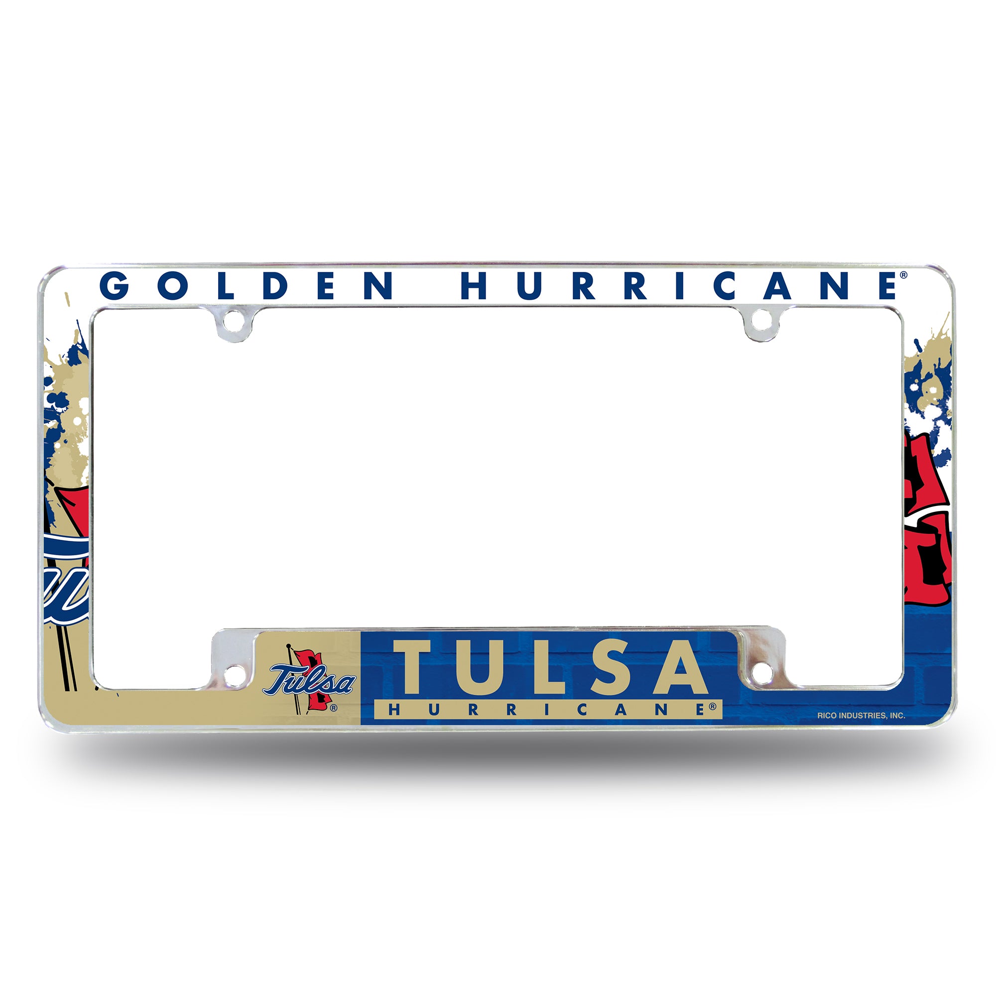 NCAA  Tulsa Golden Hurricane Primary 12" x 6" Chrome All Over Automotive License Plate Frame for Car/Truck/SUV