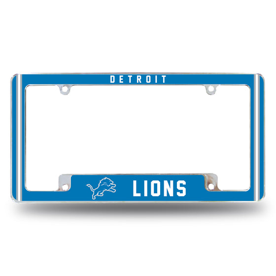NFL Football Detroit Lions Classic 12" x 6" Chrome All Over Automotive License Plate Frame for Car/Truck/SUV