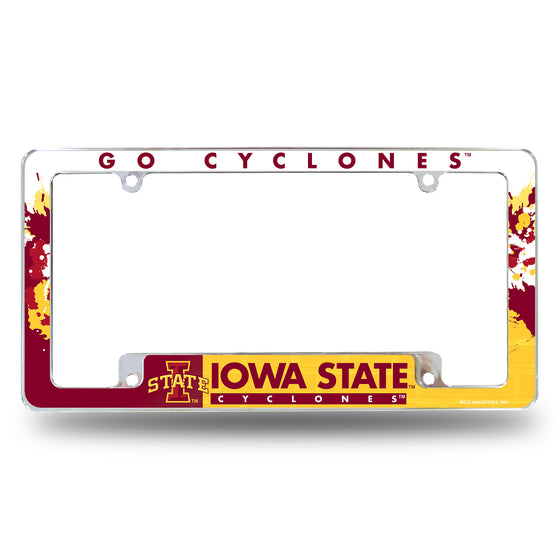 NCAA  Iowa State Cyclones Primary 12" x 6" Chrome All Over Automotive License Plate Frame for Car/Truck/SUV