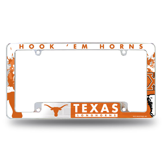 NCAA  Texas Longhorns Primary 12" x 6" Chrome All Over Automotive License Plate Frame for Car/Truck/SUV
