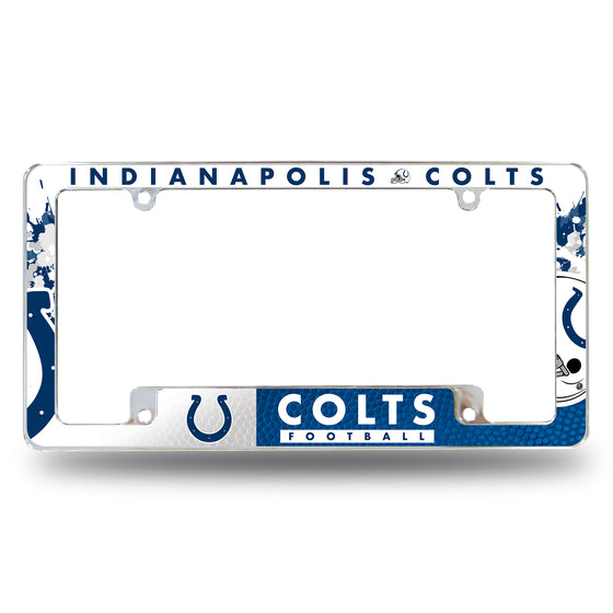 NFL Football Indianapolis Colts Primary 12" x 6" Chrome All Over Automotive License Plate Frame for Car/Truck/SUV