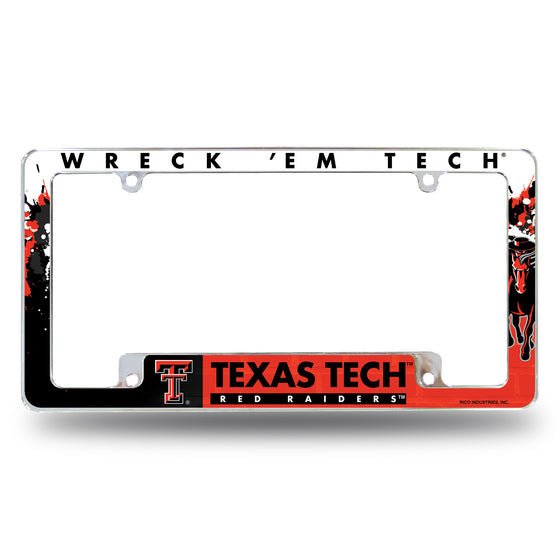 NCAA  Texas Tech Red Raiders  12" x 6" Chrome All Over Automotive License Plate Frame for Car/Truck/SUV