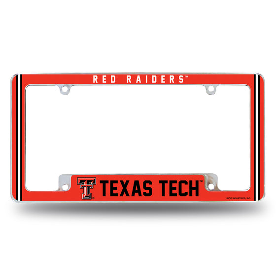 NCAA  Texas Tech Red Raiders Classic 12" x 6" Chrome All Over Automotive License Plate Frame for Car/Truck/SUV