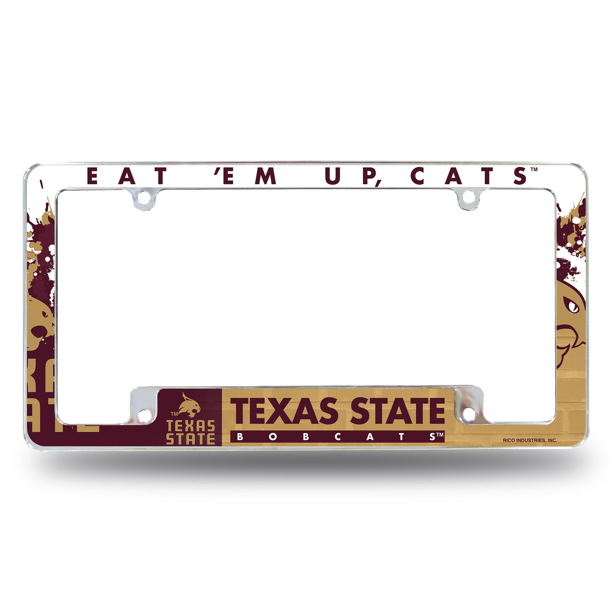 NCAA  Texas State Bobcats Primary 12" x 6" Chrome All Over Automotive License Plate Frame for Car/Truck/SUV
