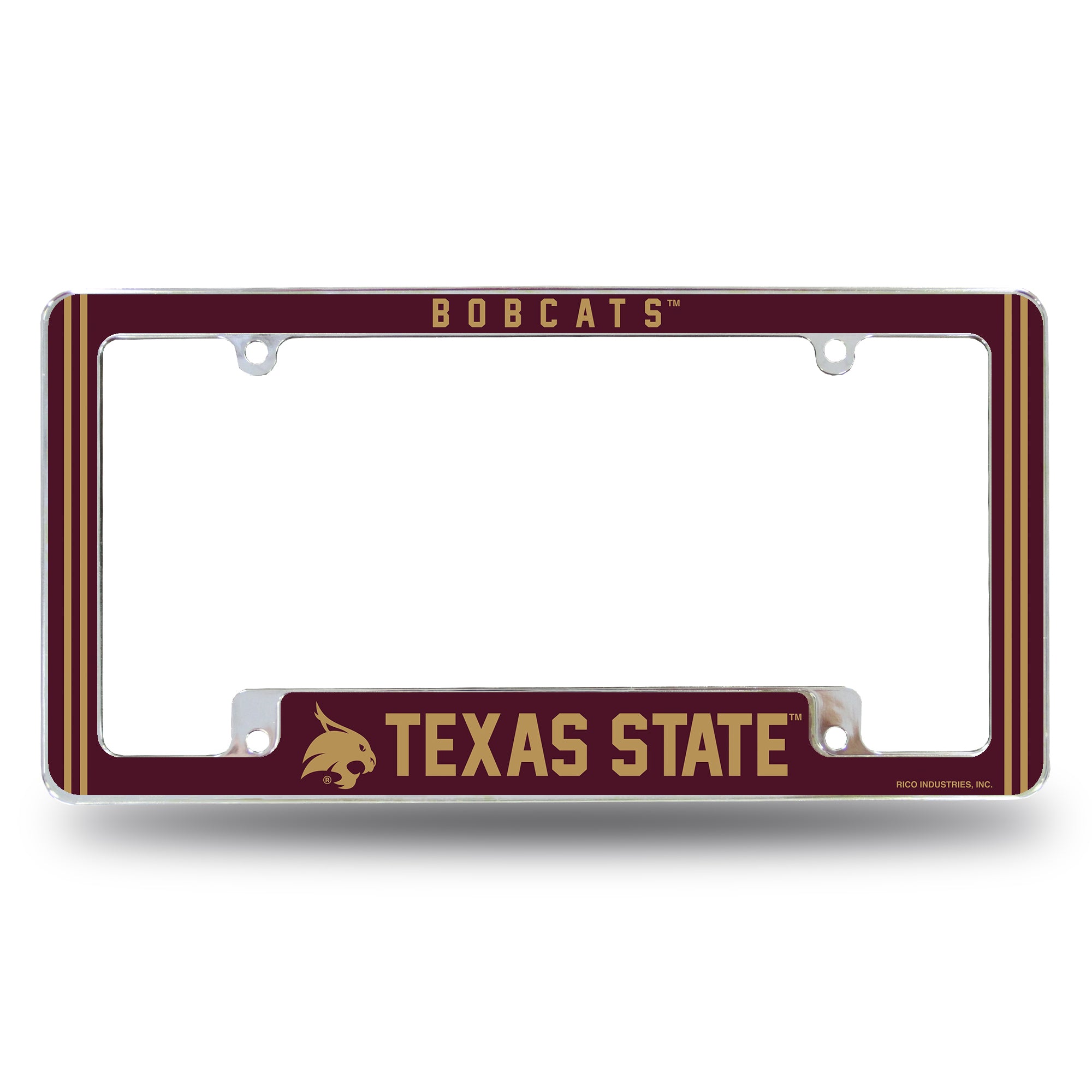 NCAA  Texas State Bobcats Classic 12" x 6" Chrome All Over Automotive License Plate Frame for Car/Truck/SUV