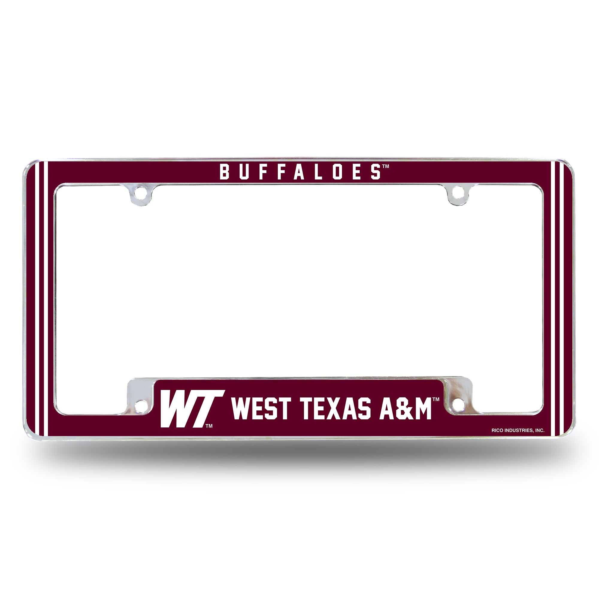 NCAA  West Texas A&m Buffalos Classic 12" x 6" Chrome All Over Automotive License Plate Frame for Car/Truck/SUV