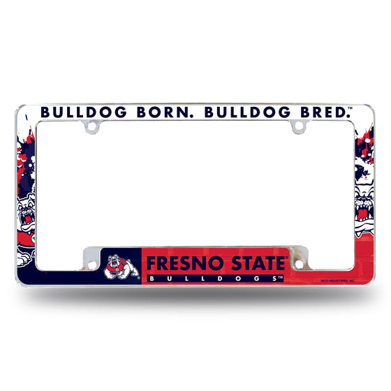 NCAA  Fresno State Bulldogs Primary 12" x 6" Chrome All Over Automotive License Plate Frame for Car/Truck/SUV