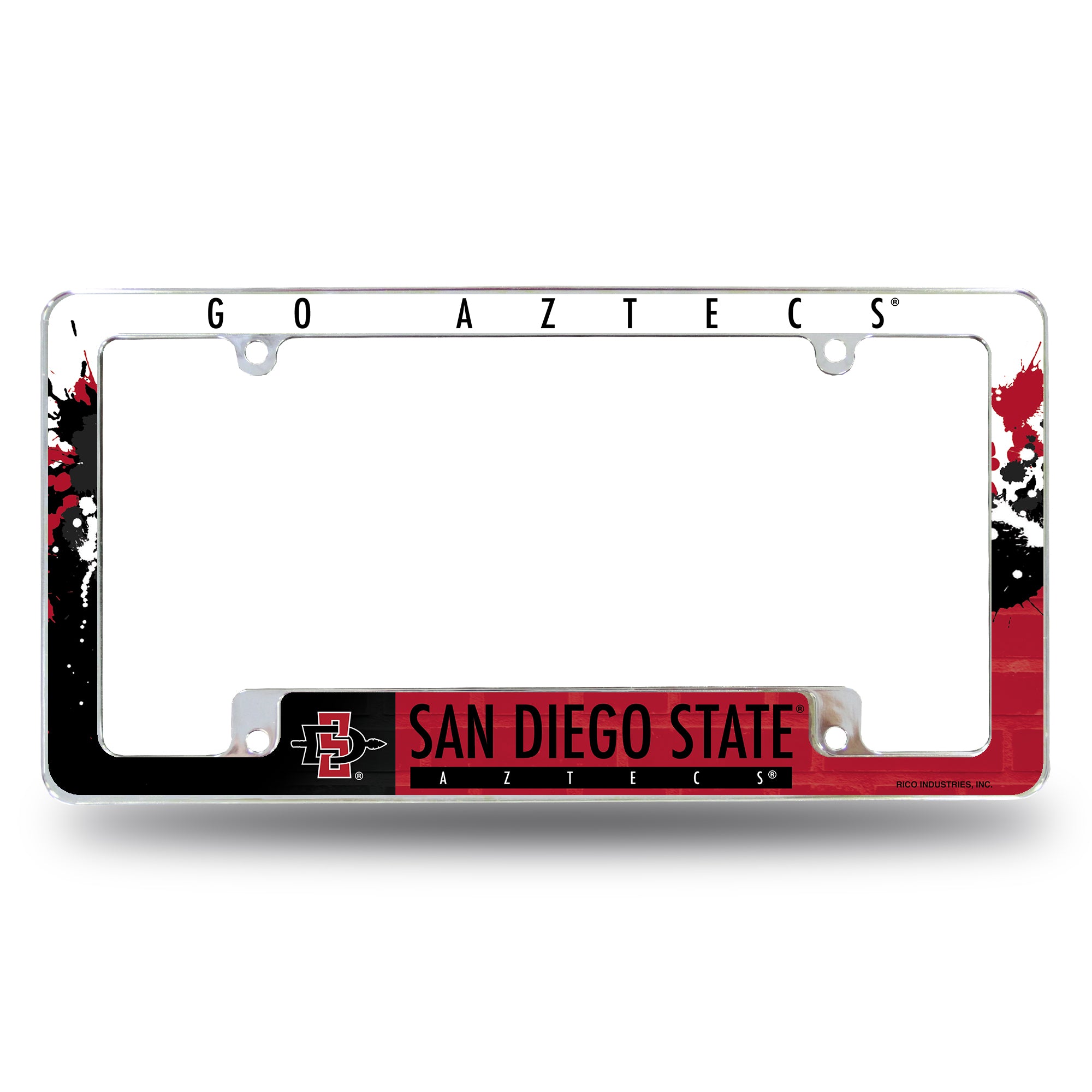 NCAA  San Diego State Aztecs Primary 12" x 6" Chrome All Over Automotive License Plate Frame for Car/Truck/SUV