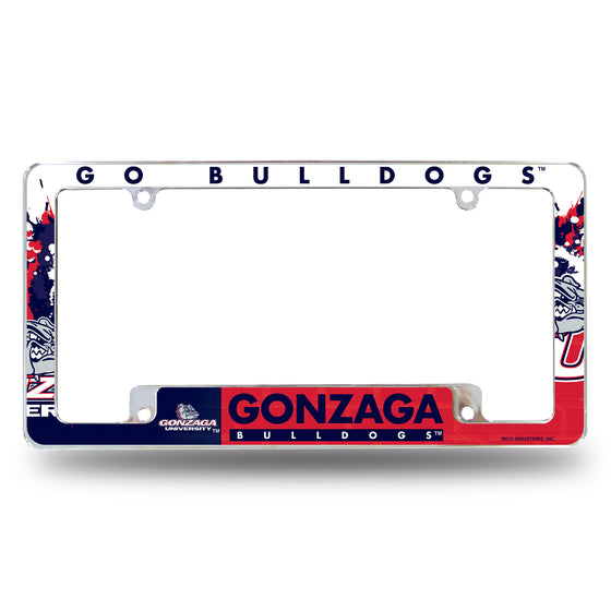 NCAA  Gonzaga Bulldogs Primary 12" x 6" Chrome All Over Automotive License Plate Frame for Car/Truck/SUV