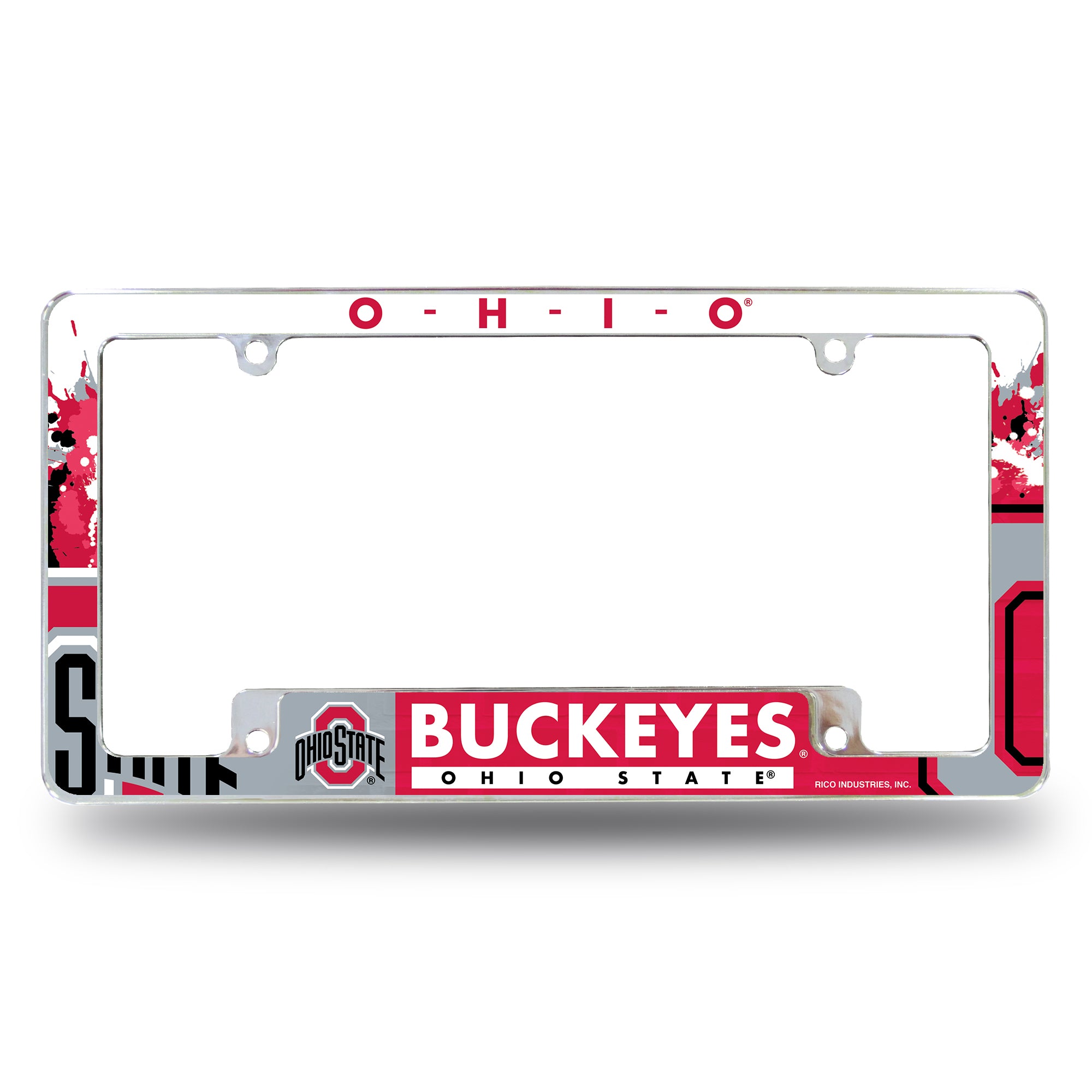 NCAA  Ohio State Buckeyes Primary 12" x 6" Chrome All Over Automotive License Plate Frame for Car/Truck/SUV