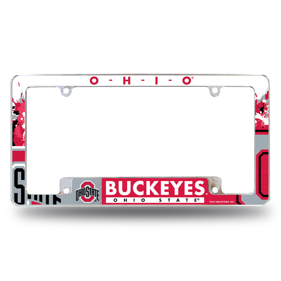NCAA  Ohio State Buckeyes Primary 12" x 6" Chrome All Over Automotive License Plate Frame for Car/Truck/SUV