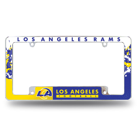 NFL Football Los Angeles Rams Primary 12" x 6" Chrome All Over Automotive License Plate Frame for Car/Truck/SUV