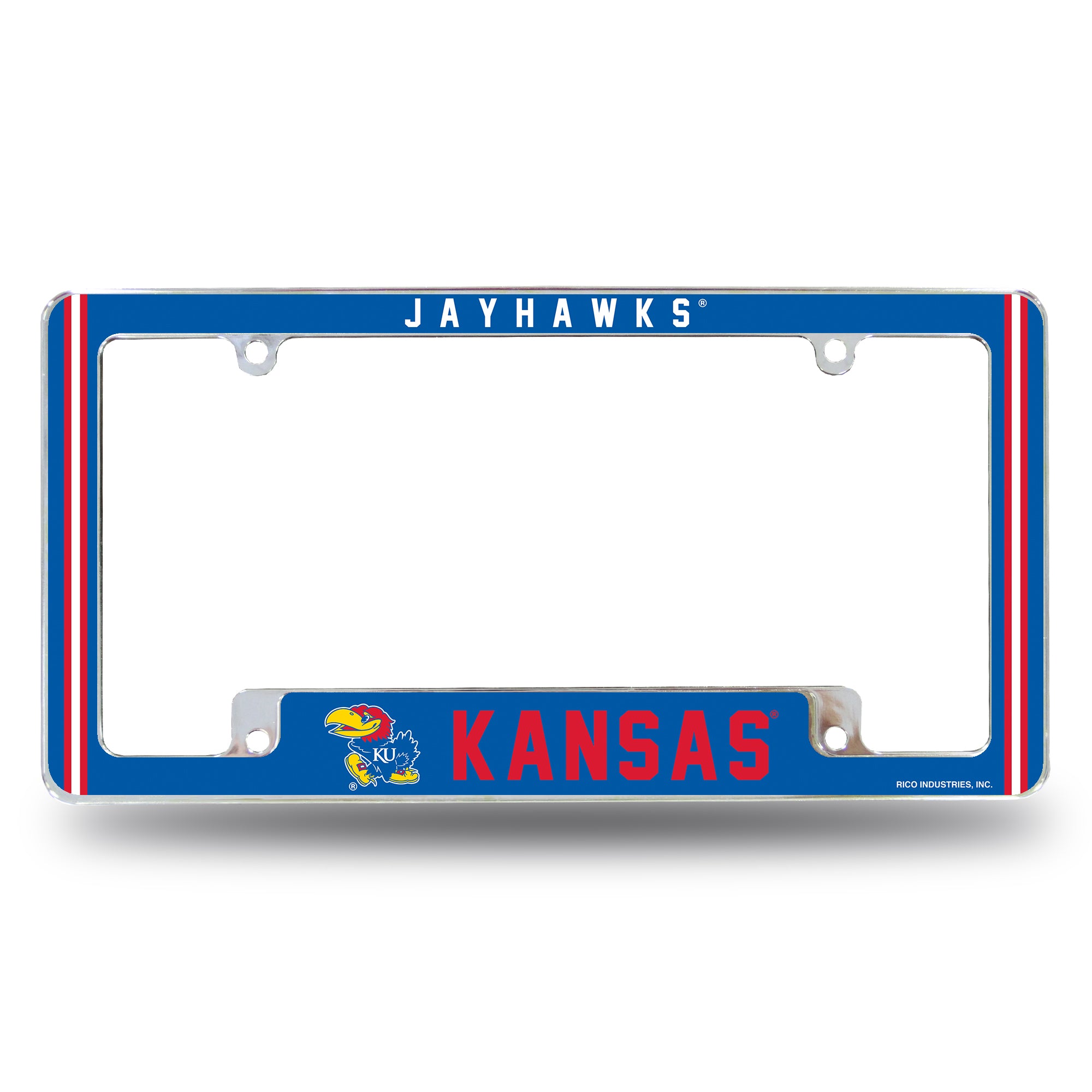 NCAA  Kansas Jayhawks Classic 12" x 6" Chrome All Over Automotive License Plate Frame for Car/Truck/SUV