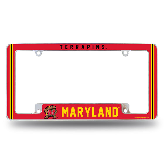 NCAA  Maryland Terrapins Classic 12" x 6" Chrome All Over Automotive License Plate Frame for Car/Truck/SUV