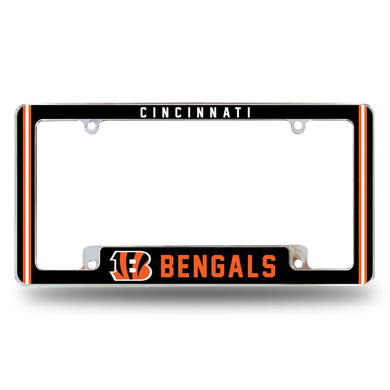 NFL Football Cincinnati Bengals Classic 12" x 6" Chrome All Over Automotive License Plate Frame for Car/Truck/SUV