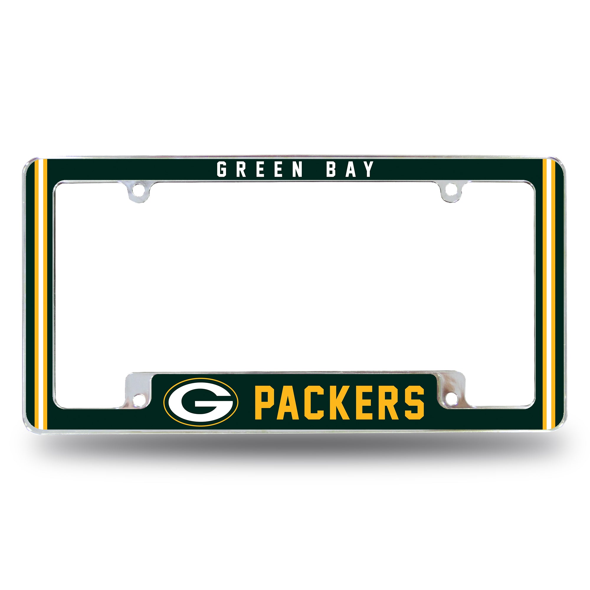 NFL Football Green Bay Packers Classic 12" x 6" Chrome All Over Automotive License Plate Frame for Car/Truck/SUV
